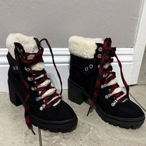 Jellypop Black and Red Lace-Up Boots